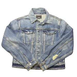 Hudson Distressed Jean Jacket Women’s M Denim Snap Button